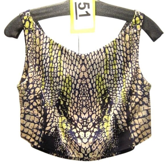 NWT ALEXANDER MCQUEEN Crocodile Print Party Crop Top 38 2 Layered Sleeveless NEW - Picture 4 of 4